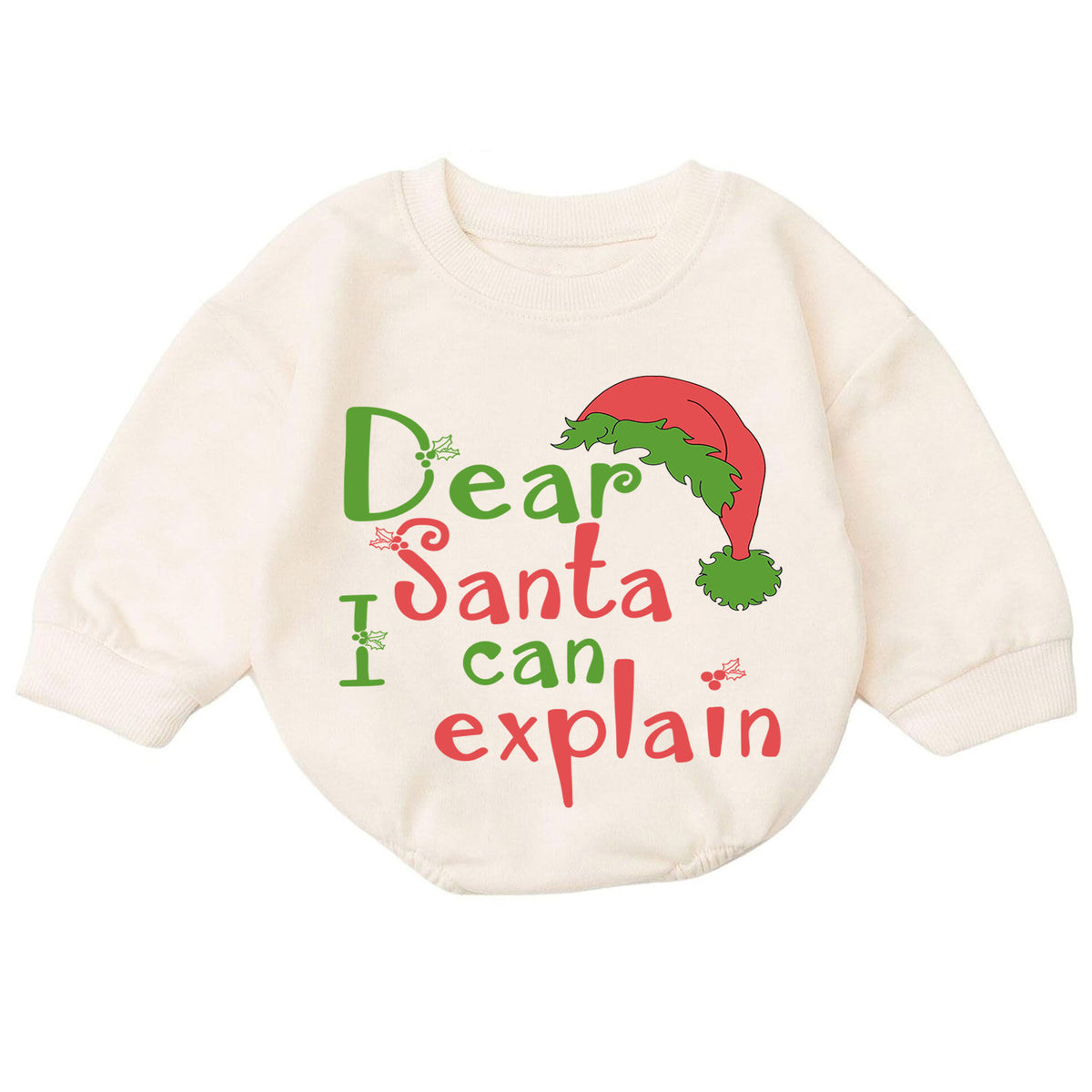 Dear Santa I Can Explain Baby Romper, Funny Christmas Quote Outfit, Cute Holiday Romper, Toddler Xmas Gift, 1st Christmas — product view 7