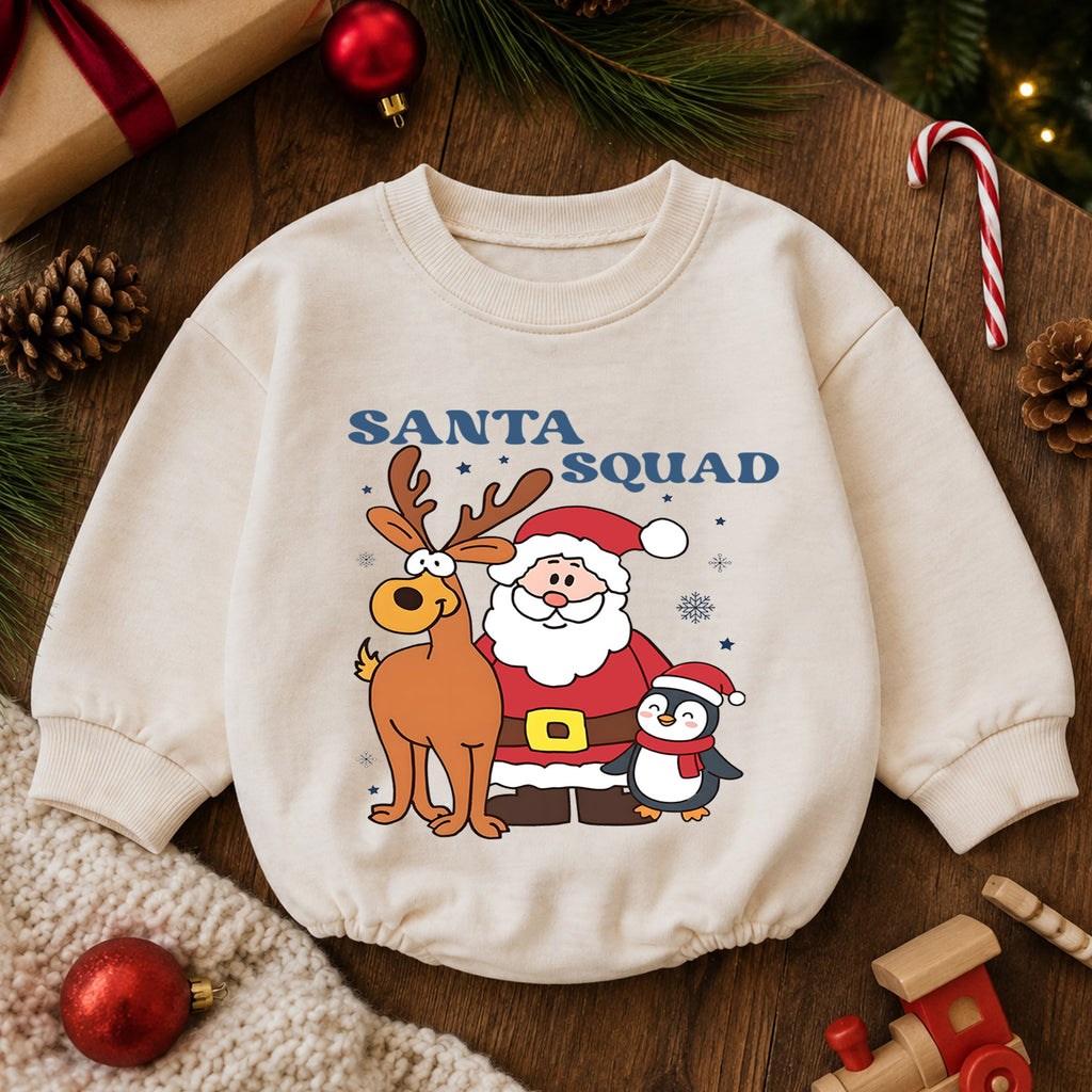 Santa Squad Baby Romper, Santa Reindeer Penguin Christmas Outfit, Cute Toddler Holiday Romper, Christmas Baby Gift — product view 6