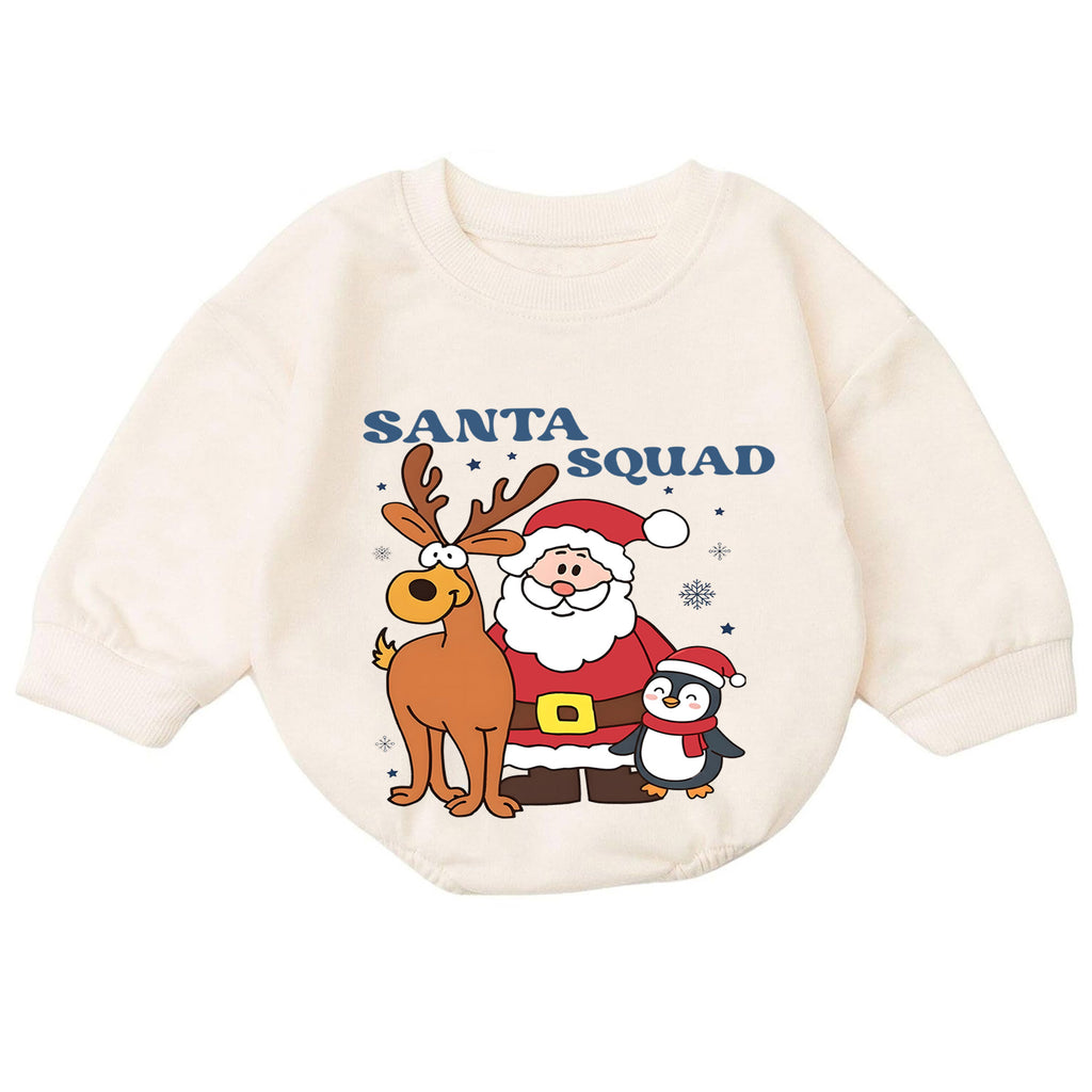 Santa Squad Baby Romper, Santa Reindeer Penguin Christmas Outfit, Cute Toddler Holiday Romper, Christmas Baby Gift — product view 7