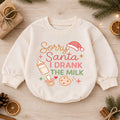 Sorry Santa I Drank the Milk Baby Romper, Cute Baby Christmas Quote Outfit, Holiday Romper, 1st Christmas, 1st Birthday — product view 1