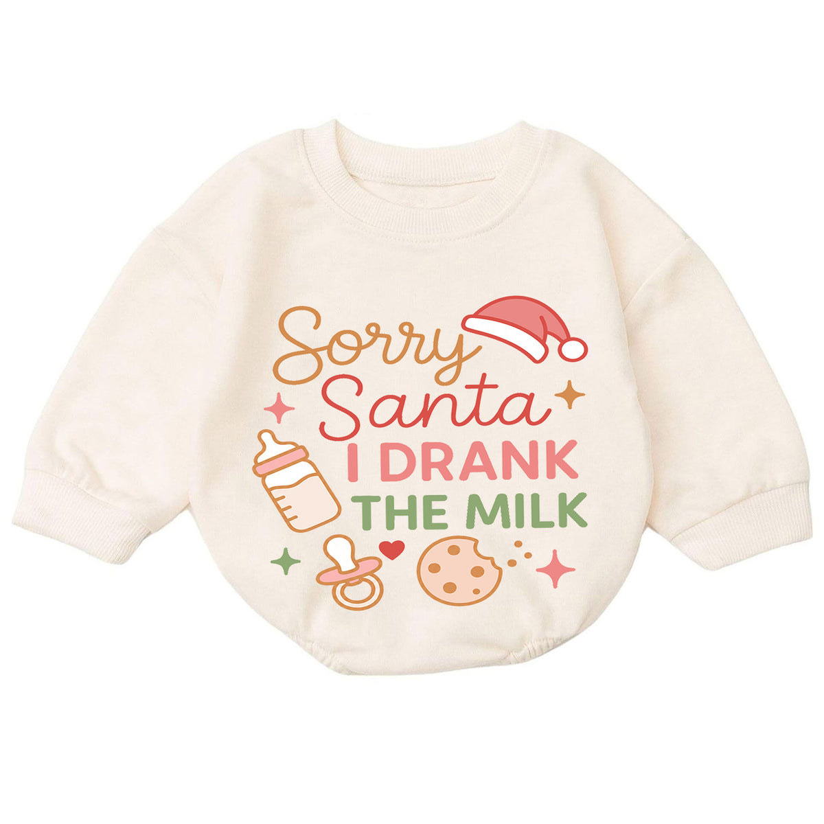 Sorry Santa I Drank the Milk Baby Romper, Cute Baby Christmas Quote Outfit, Holiday Romper, 1st Christmas, 1st Birthday — product view 7