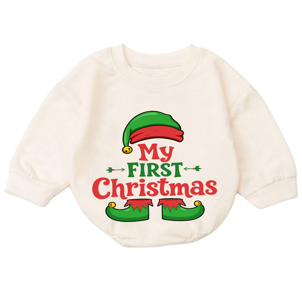 My First Christmas Baby Romper, Cute Elf Holiday Outfit, Christmas Romper, Toddler Xmas Gift, Baby 1st Christmas Keepsake — product view 7