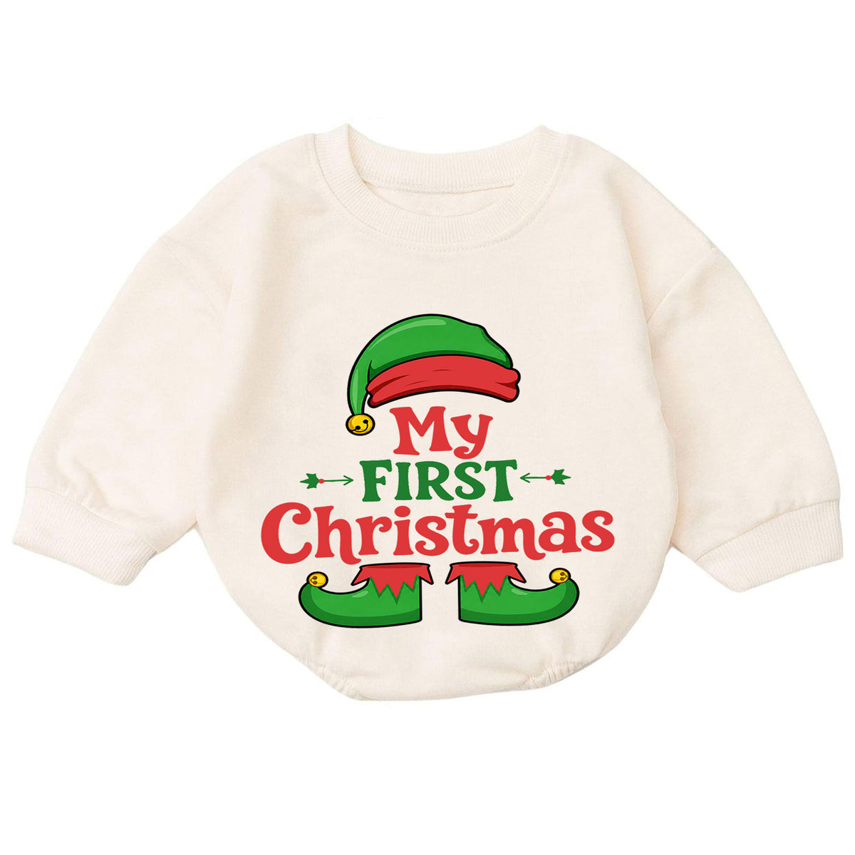 My First Christmas Baby Romper, Cute Elf Holiday Outfit, Christmas Romper, Toddler Xmas Gift, Baby 1st Christmas Keepsake — product view 7