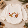 Oh Snap Reindeer Christmas Baby Romper, Gingerbread Holiday Outfit, Funny Toddler Xmas Clothes, Christmas Baby Gift — product view 1