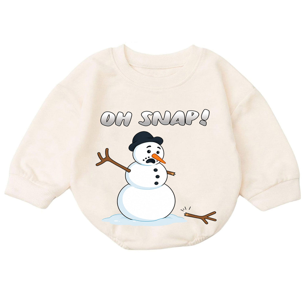 Oh Snap Snowman Christmas Baby Romper, Funny Winter Holiday Outfit, Cute Toddler Christmas Clothes, Xmas Baby Gift — product view 7