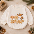 Oh Snap Gingerbread Baby Romper, Funny Christmas Cookie Outfit, Cute Holiday Romper, Toddler Xmas Gift, Baby 1st Christmas — product view 1