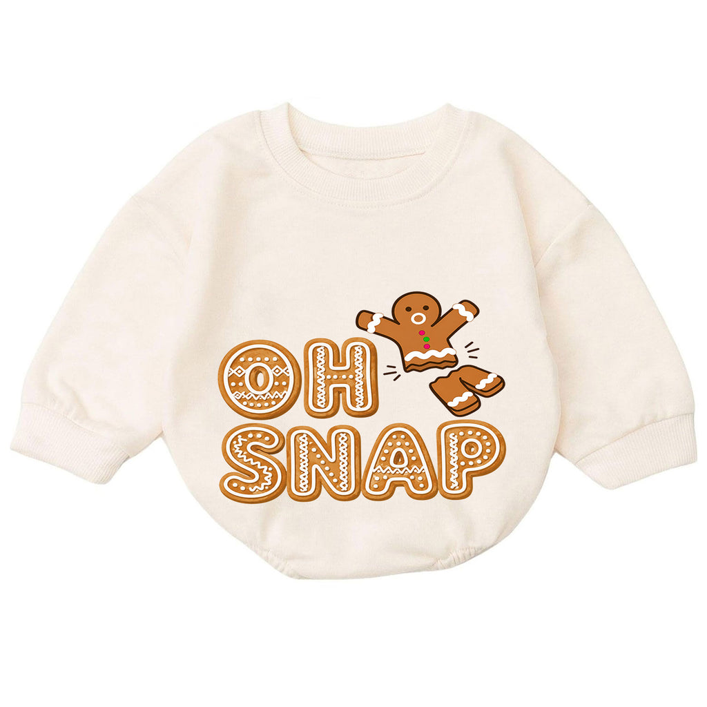 Oh Snap Gingerbread Baby Romper, Funny Christmas Cookie Outfit, Cute Holiday Romper, Toddler Xmas Gift, Baby 1st Christmas — product view 7