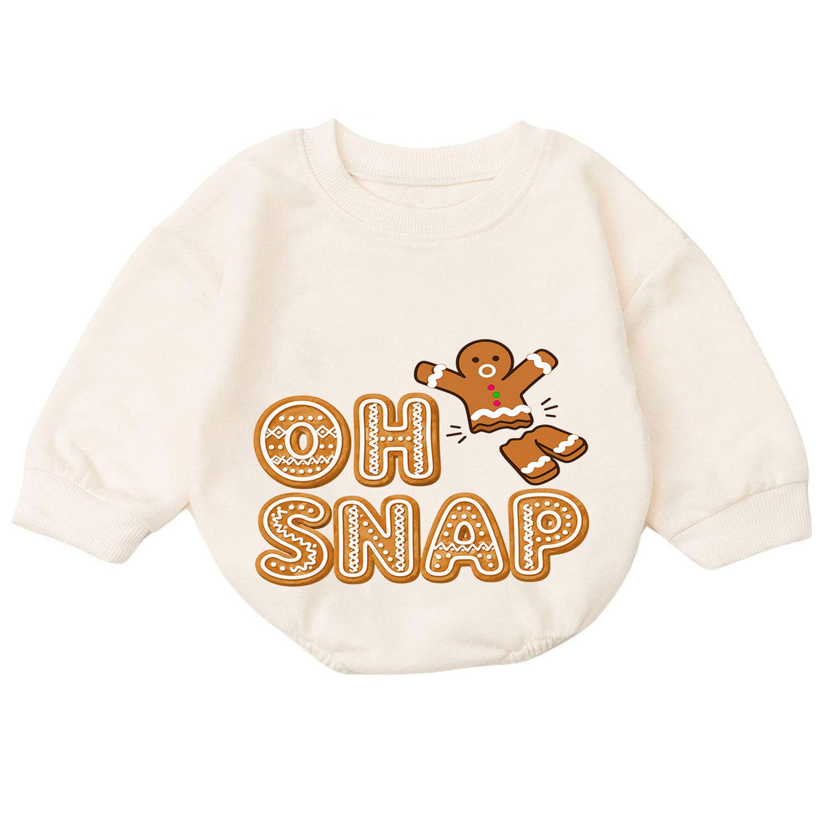 Oh Snap Gingerbread Baby Romper, Funny Christmas Cookie Outfit, Cute Holiday Romper, Toddler Xmas Gift, Baby 1st Christmas — product view 7