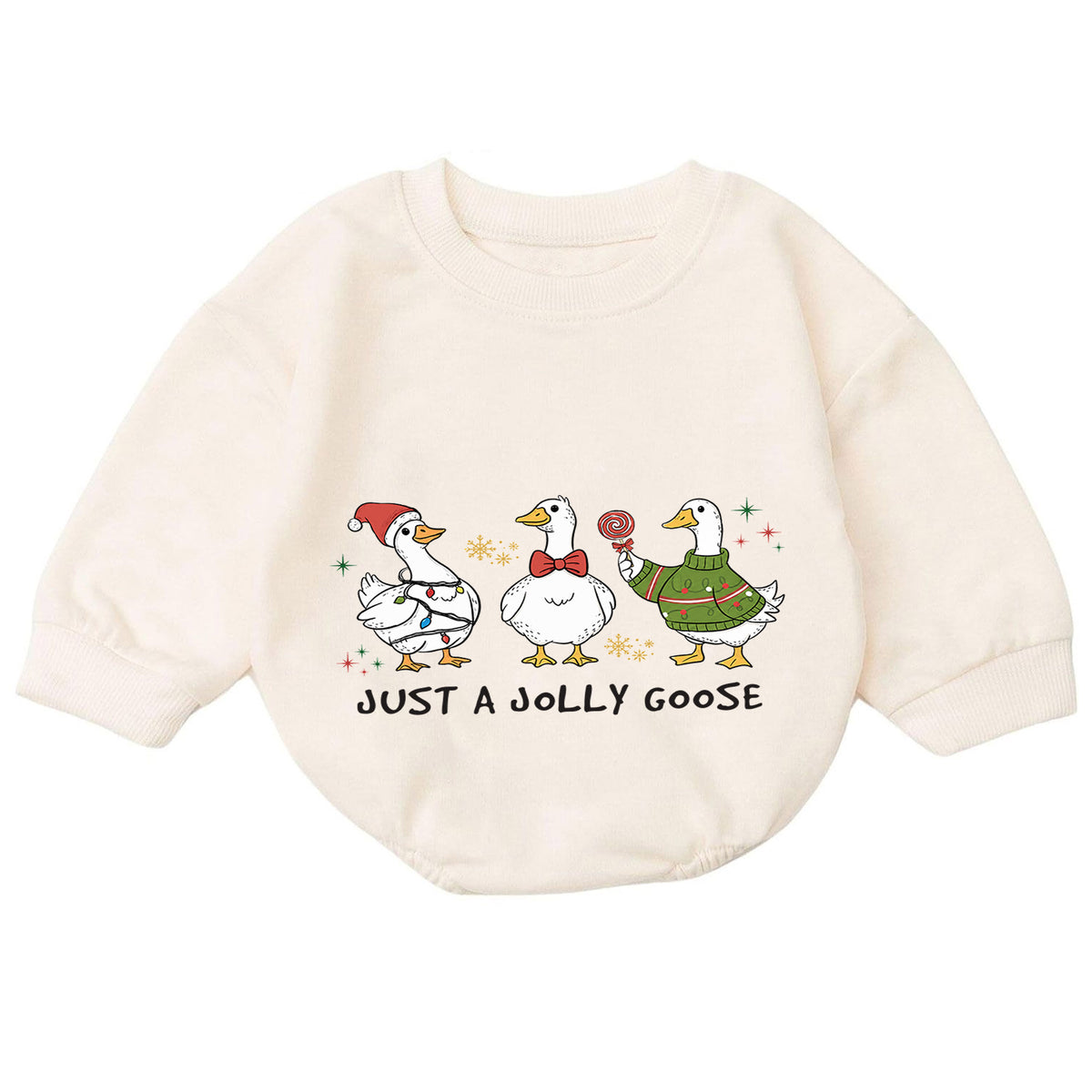 Just a Jolly Goose Baby Romper, Funny Christmas Goose Outfit, Baby 1st Christmas Keepsake, Farm Theme 1st Birthday Gift — product view 7