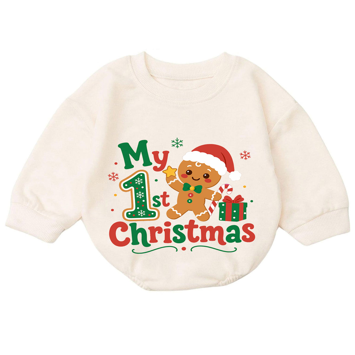 Baby 1st Christmas Romper, My First Christmas Gingerbread Outfit, Cute Holiday Romper, Toddler Xmas Gift, 1st Birthday — product view 7