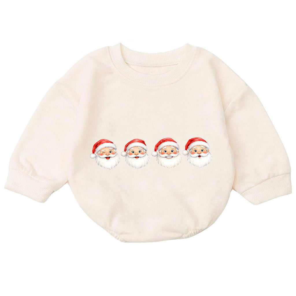 Santa Faces Christmas Baby Romper, Cute Santa Holiday Outfit, Baby First Christmas Clothes, Toddler Xmas Gift — product view 7