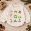 Christmas Icons Baby Romper, Santa Gingerbread Holiday Outfit, Cute Toddler Christmas Clothes, Baby First Xmas Gift — product view 1