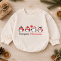 Penguin Christmas Baby Romper, Cute Penguin Holiday Outfit, Baby First Christmas Clothes, Toddler Xmas Winter Gift — product view 1