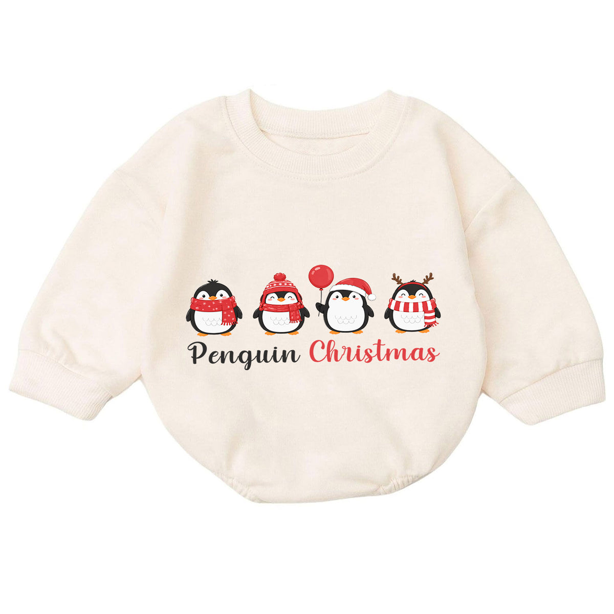 Penguin Christmas Baby Romper, Cute Penguin Holiday Outfit, Baby First Christmas Clothes, Toddler Xmas Winter Gift — product view 7