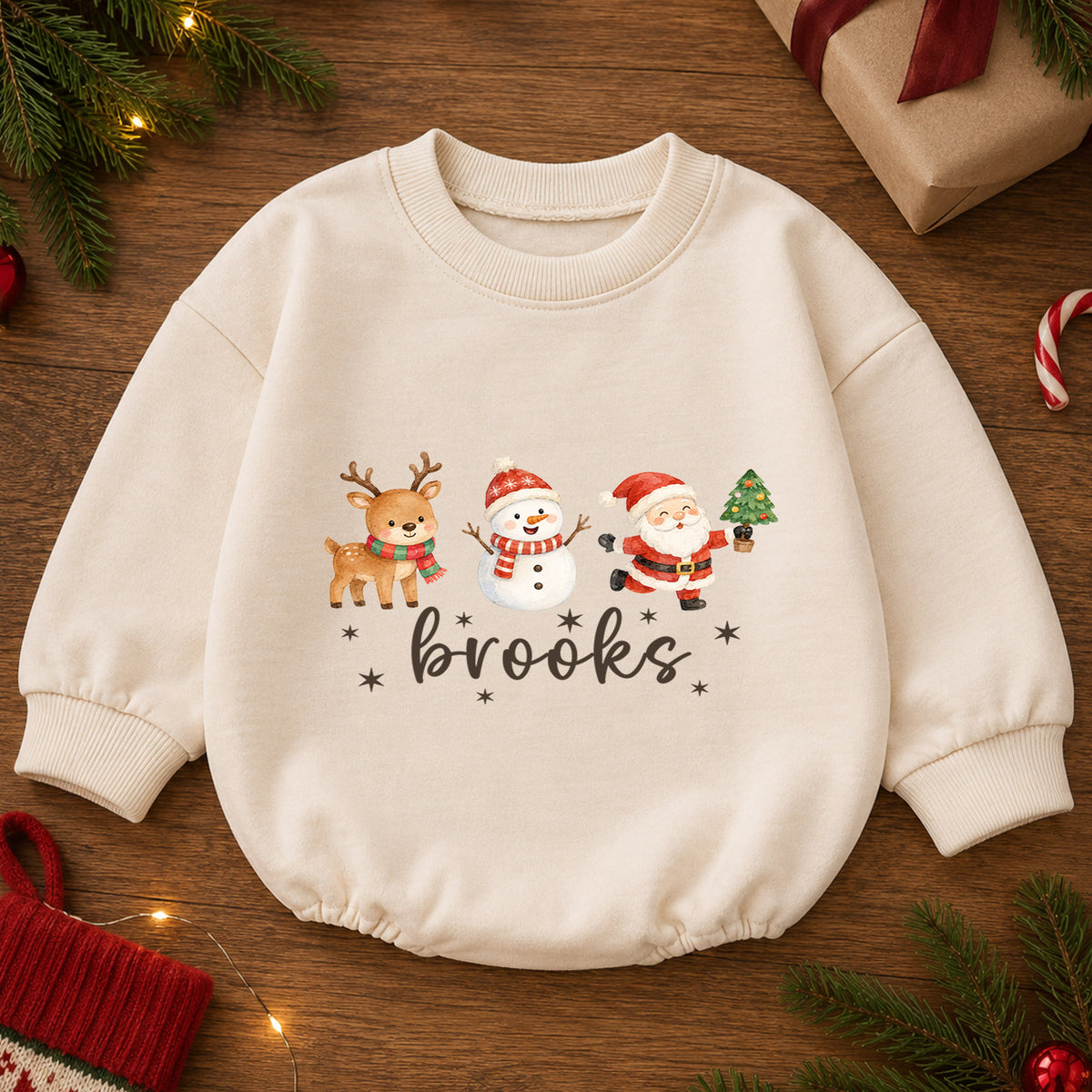 Christmas Baby Romper, Reindeer Snowman Santa Holiday Outfit, Baby Christmas Gift, Toddler Xmas — product view 2