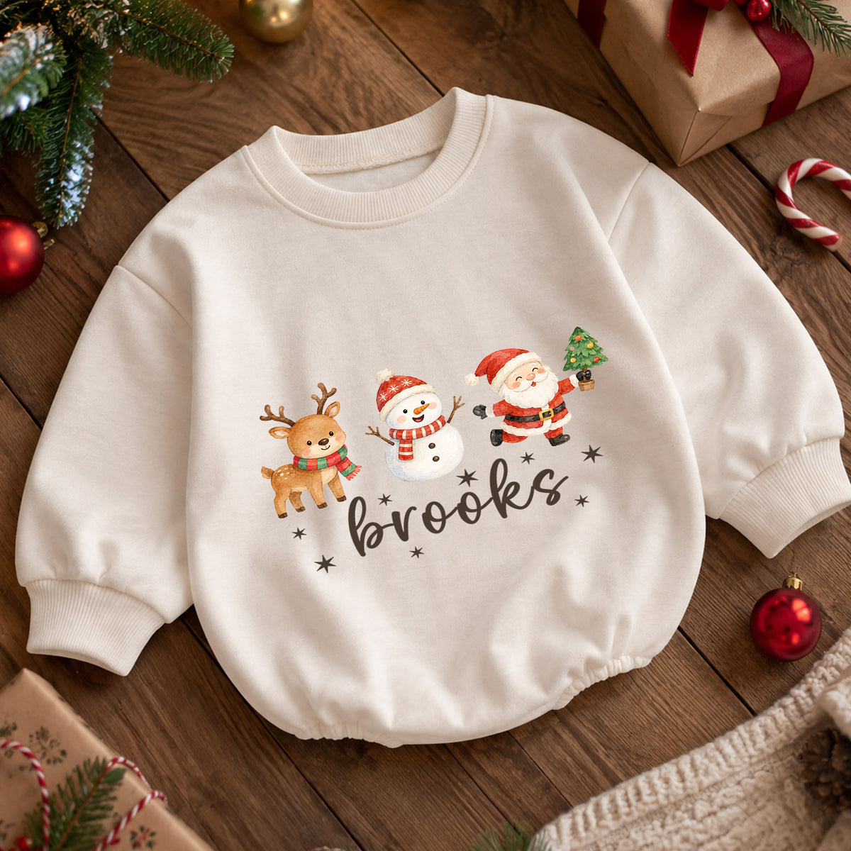 Christmas Baby Romper, Reindeer Snowman Santa Holiday Outfit, Baby Christmas Gift, Toddler Xmas — product view 5