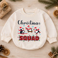 Christmas Squad Baby Romper, Penguin Skiing Christmas Outfit, Cute Winter Toddler Romper, Holiday Baby Xmas Gift — product view 1