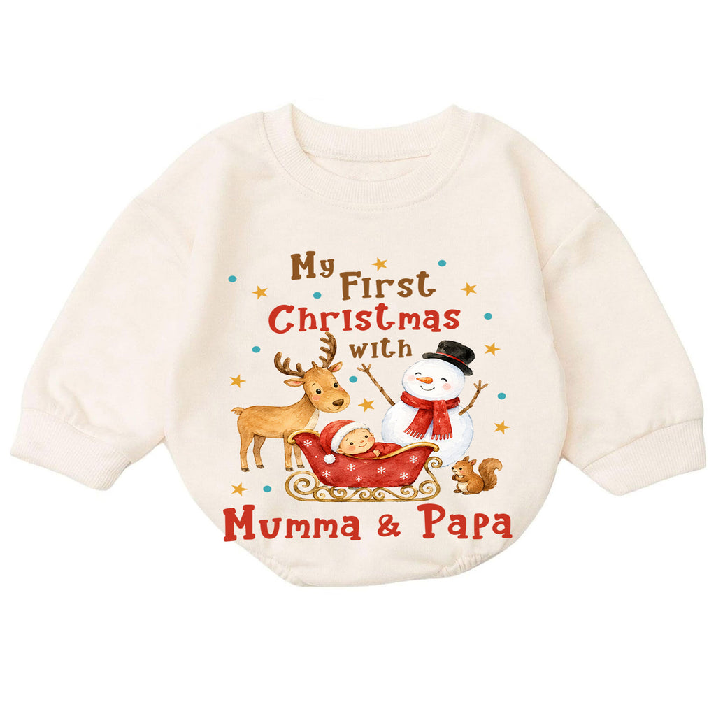 My First Christmas Mumma and Papa Baby Romper, Family Holiday Outfit, Baby First Christmas Clothes, Newborn Xmas Gift — product view 7