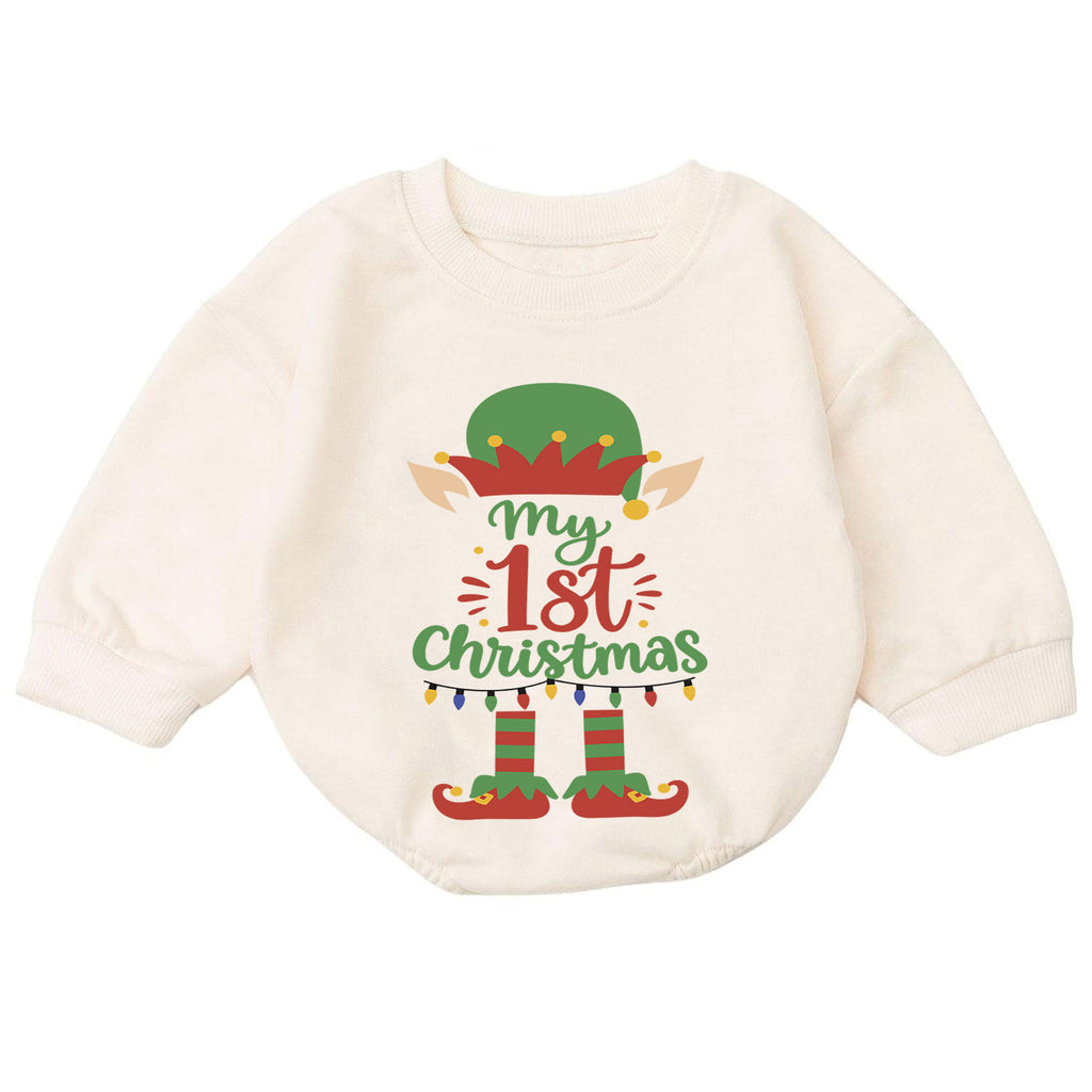 My 1st Christmas Elf Baby Romper, Cute Elf Holiday Outfit, Baby First Christmas Clothes, Toddler Xmas Gift — product view 7