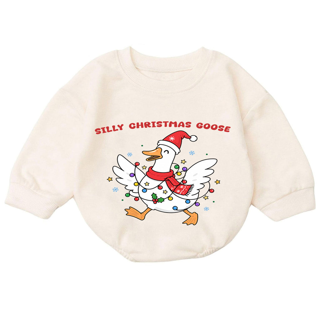 Silly Christmas Goose Baby Romper, Funny Goose Holiday Outfit, Toddler Christmas Romper, Cute Goose Xmas Baby Gift — product view 7