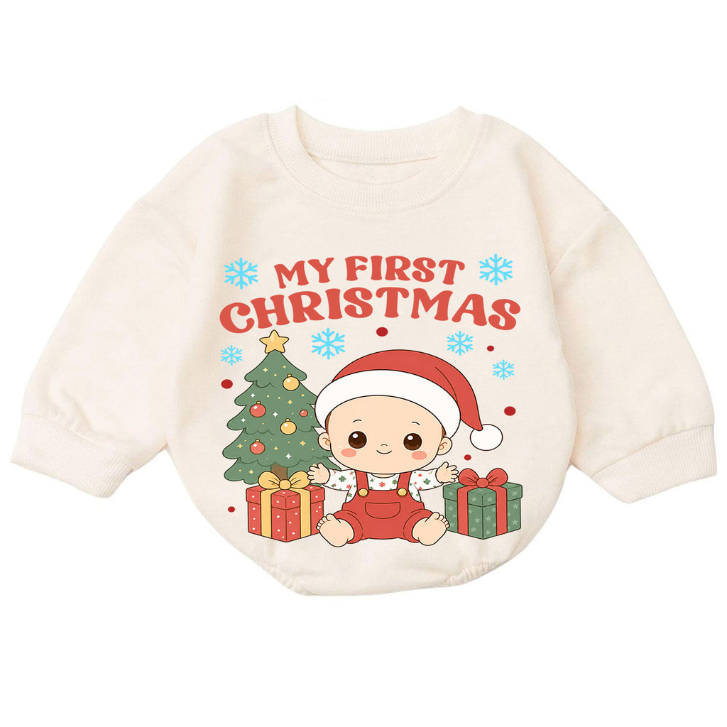 Baby Christmas Romper, My First Christmas Santa Outfit, Cute Holiday Romper, Toddler Xmas Gift, 1st Christmas Keepsake — product view 7