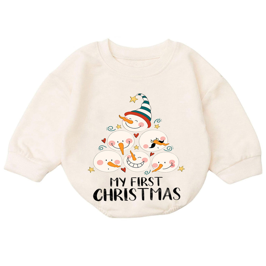My First Christmas Snowman Baby Romper, Cute Snowman Holiday Outfit, Baby First Christmas Clothes, Toddler Xmas Gift — product view 7