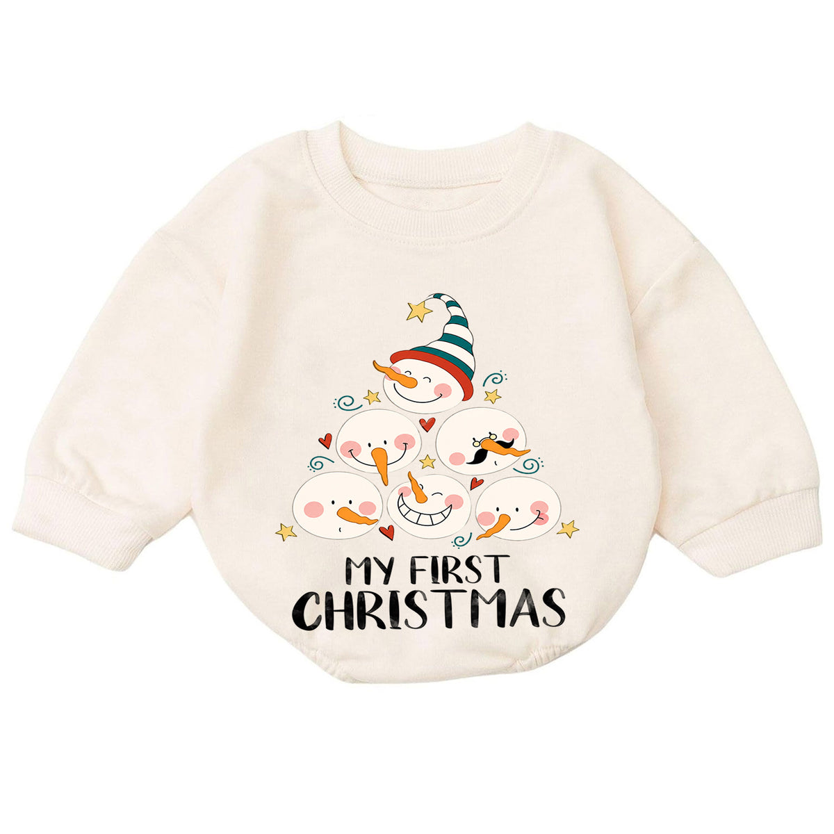 My First Christmas Snowman Baby Romper, Cute Snowman Holiday Outfit, Baby First Christmas Clothes, Toddler Xmas Gift — product view 7