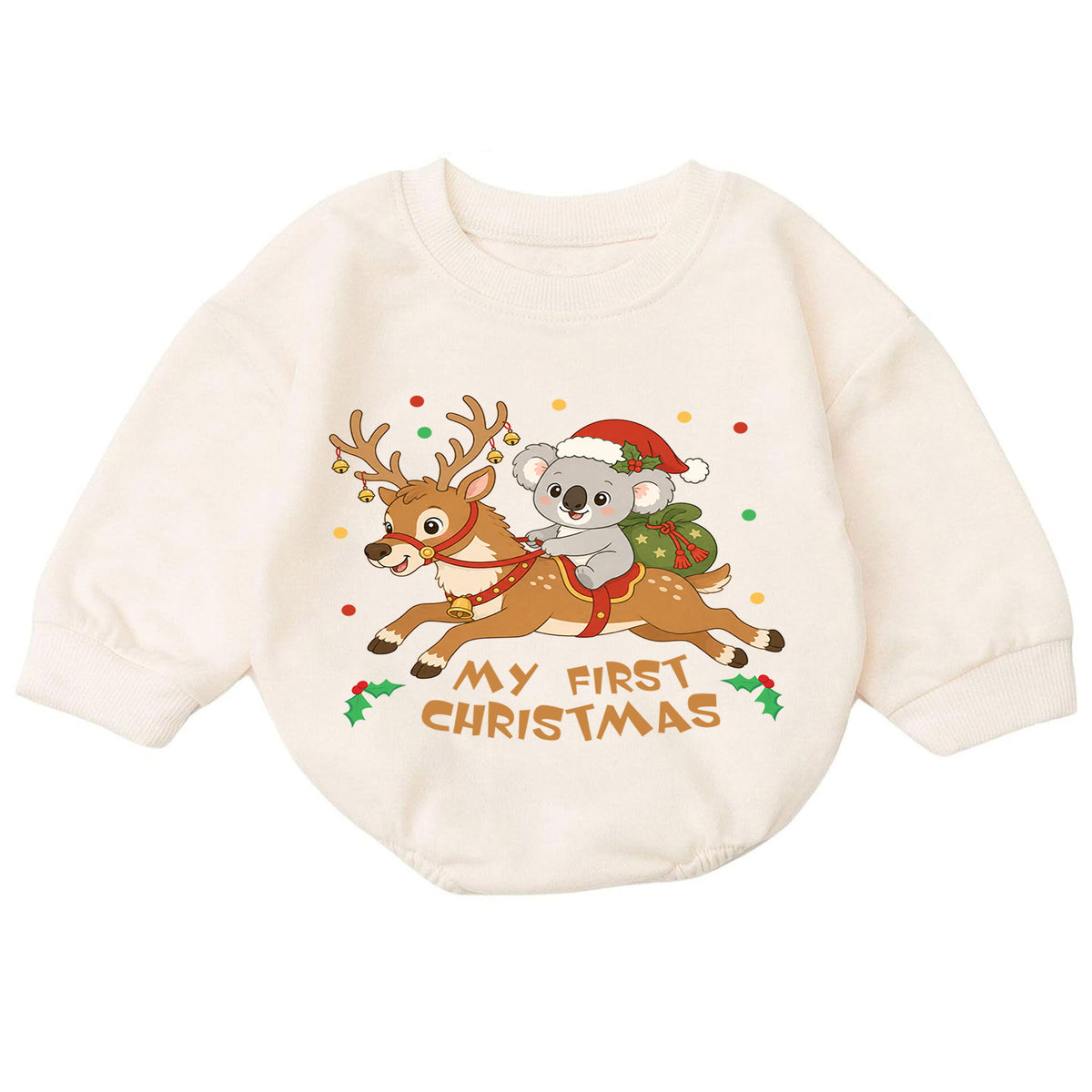 My First Christmas Koala Baby Romper, Reindeer Holiday Outfit, Cute Baby Christmas Clothes, Toddler Xmas Gift — product view 7
