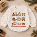 Merry Christmas Gingerbread Train Baby Romper, Sweet Holiday Outfit, 1st Christmas Keepsake, 1st Birthday Xmas Gift for Baby — product view 1