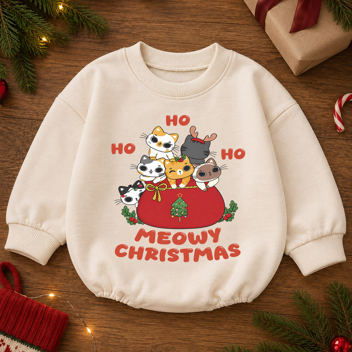 Ho Ho Ho Football Snowman Baby Romper, Sports Christmas Holiday Outfit, Cute Toddler Xmas Clothes, Football Christmas Gift — product view 2