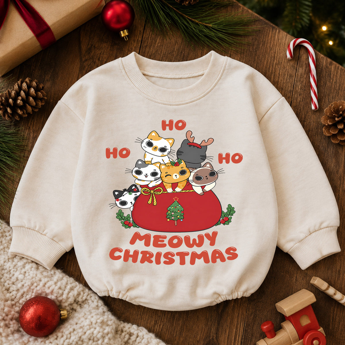 Ho Ho Ho Football Snowman Baby Romper, Sports Christmas Holiday Outfit, Cute Toddler Xmas Clothes, Football Christmas Gift — product view 6