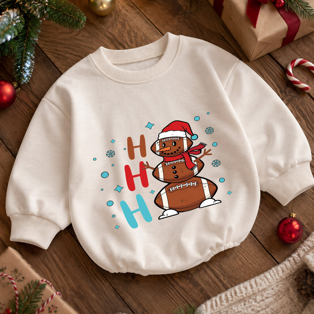 Ho Ho Ho Snowman Christmas Baby Romper, Christmas Tree Holiday Outfit, Cute Toddler Xmas Clothes, Winter Baby Gift — product view 5