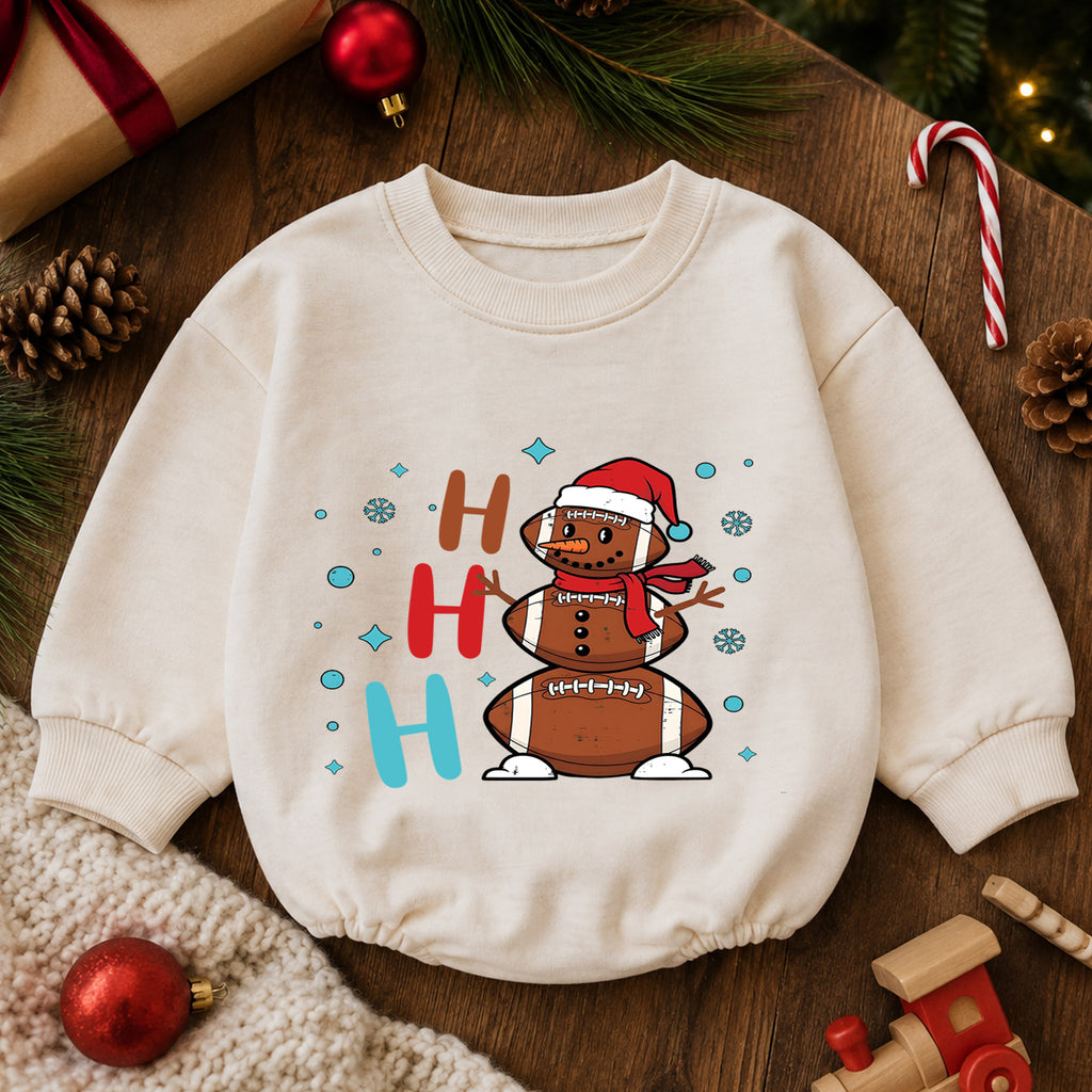Ho Ho Ho Snowman Christmas Baby Romper, Christmas Tree Holiday Outfit, Cute Toddler Xmas Clothes, Winter Baby Gift — product view 6