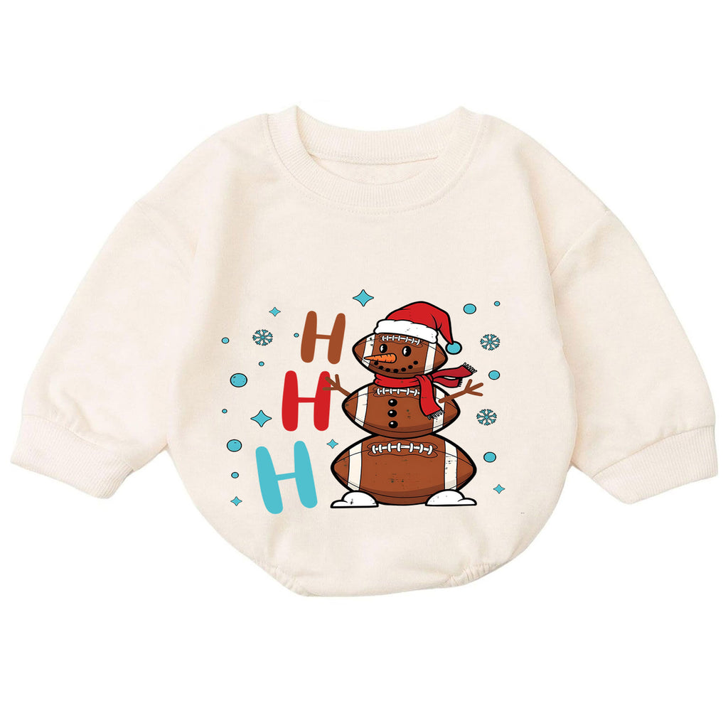 Ho Ho Ho Snowman Christmas Baby Romper, Christmas Tree Holiday Outfit, Cute Toddler Xmas Clothes, Winter Baby Gift — product view 7