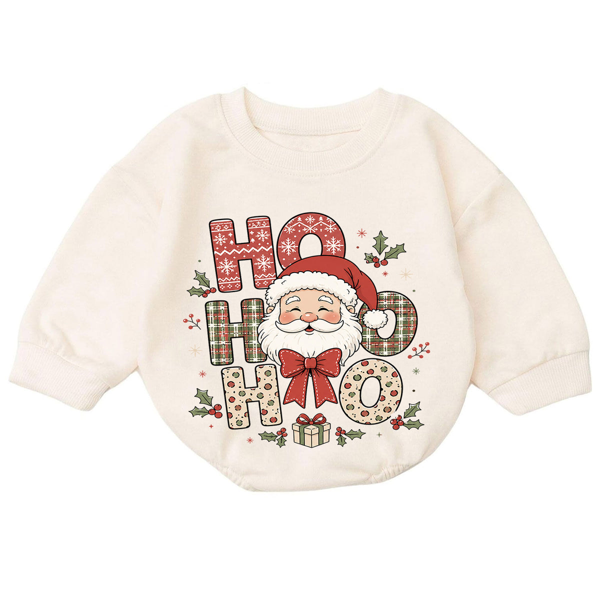 Ho Ho Ho Santa Baby Christmas Romper, Cute Santa Holiday Outfit, Toddler Xmas Clothes, Baby First Christmas Gift — product view 7