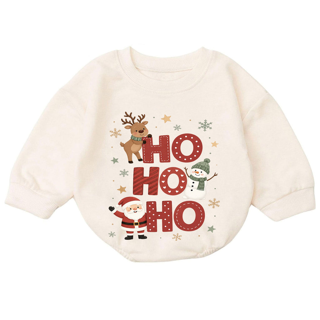 Ho Ho Ho Baby Romper, Santa Reindeer Snowman Christmas Romper, Toddler 1st Birthday Holiday Outfit, Cute Xmas Gift for Boys and Girls — product view 7