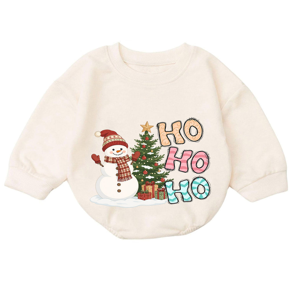Ho Ho Ho Snowman Christmas Baby Romper, Cute Winter Holiday Outfit, Toddler Xmas Clothes, Baby Christmas Gift — product view 7