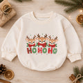 Ho Ho Ho Reindeer Baby Christmas Romper, Cute Reindeer Holiday Outfit, Toddler Xmas Clothes, Christmas Baby Gift — product view 1