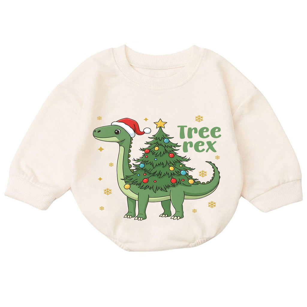 Tree Rex Dinosaur Christmas Baby Romper, Cute Dino Holiday Outfit, Toddler Xmas Clothes, Christmas Dinosaur Gift — product view 7