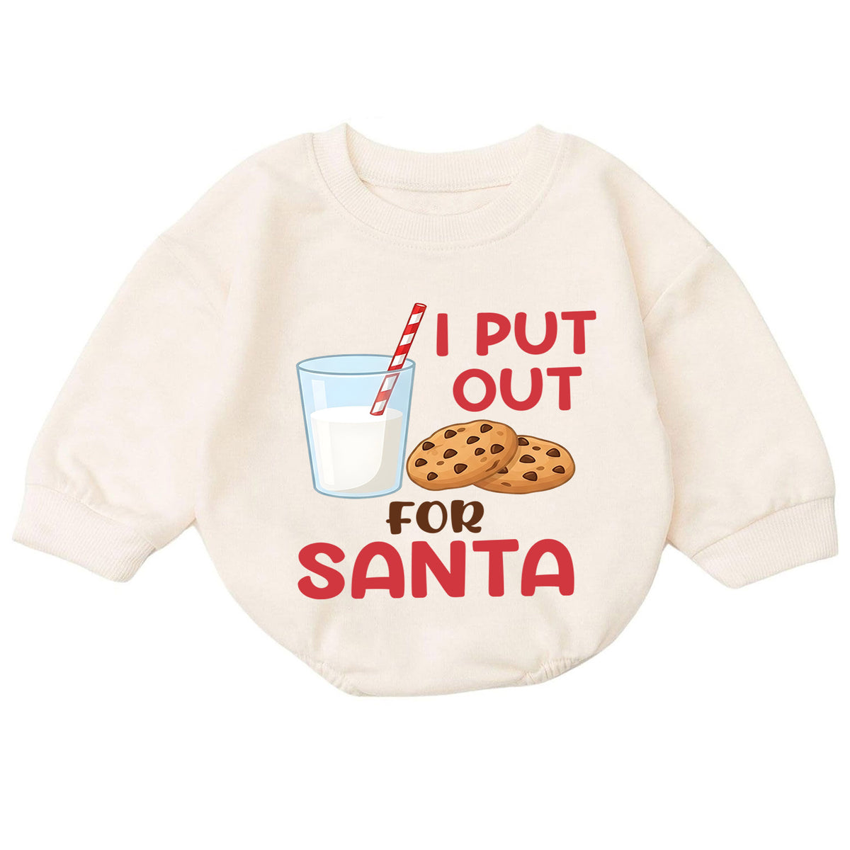 Funny Christmas Baby Romper, I Put Out for Santa Milk Cookie Outfit, Holiday Romper, Toddler Xmas Gift, Baby 1st Christmas — product view 7