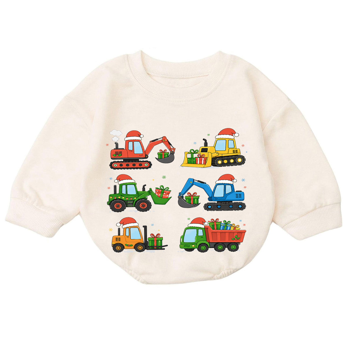 Construction Christmas Baby Romper, Excavator Truck Holiday Outfit, Toddler Digger Romper, Cute 1st Christmas Gift for Baby — product view 7