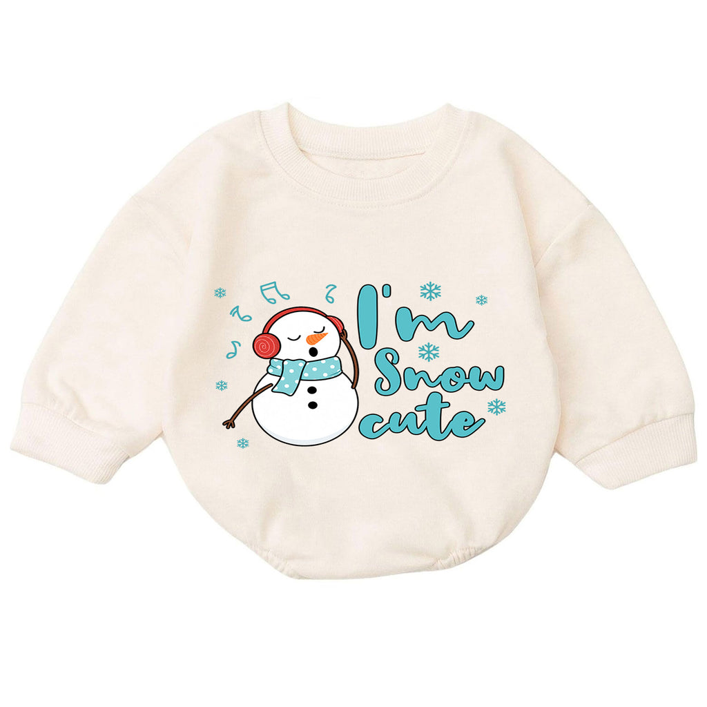 I'm Snow Cute Snowman Baby Romper, Cute Winter Christmas Outfit, Toddler Holiday Clothes, Baby Xmas Gift — product view 7