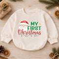 My First Christmas Santa Baby Romper, Cute Santa Holiday Outfit, Baby 1st Christmas Clothes, Toddler Xmas Gift — product view 1