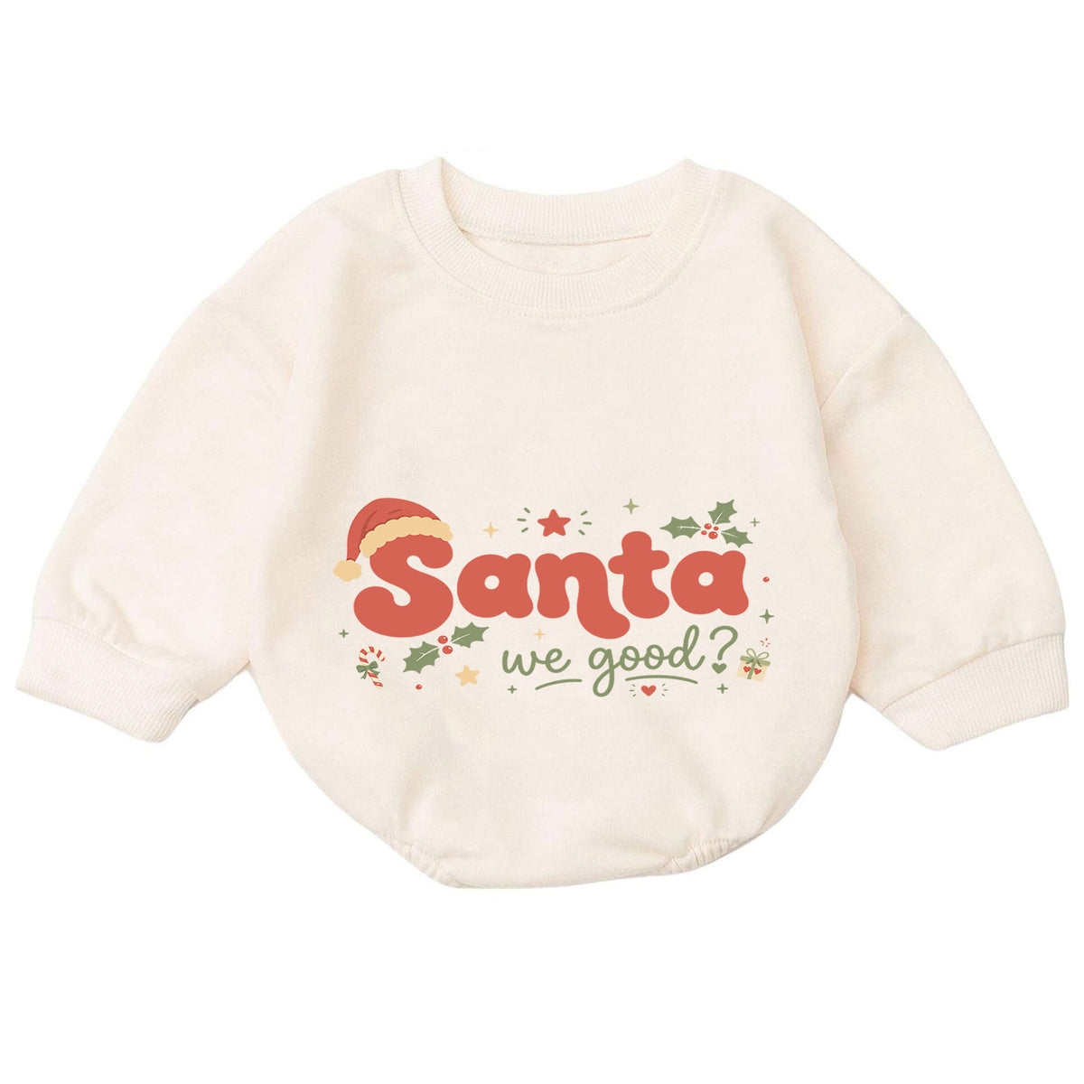 Santa We Good Baby Romper, Funny Christmas Romper for Toddler, Retro Santa 1st Birthday Holiday Outfit, Xmas Gift for Boys and Girls — product view 7