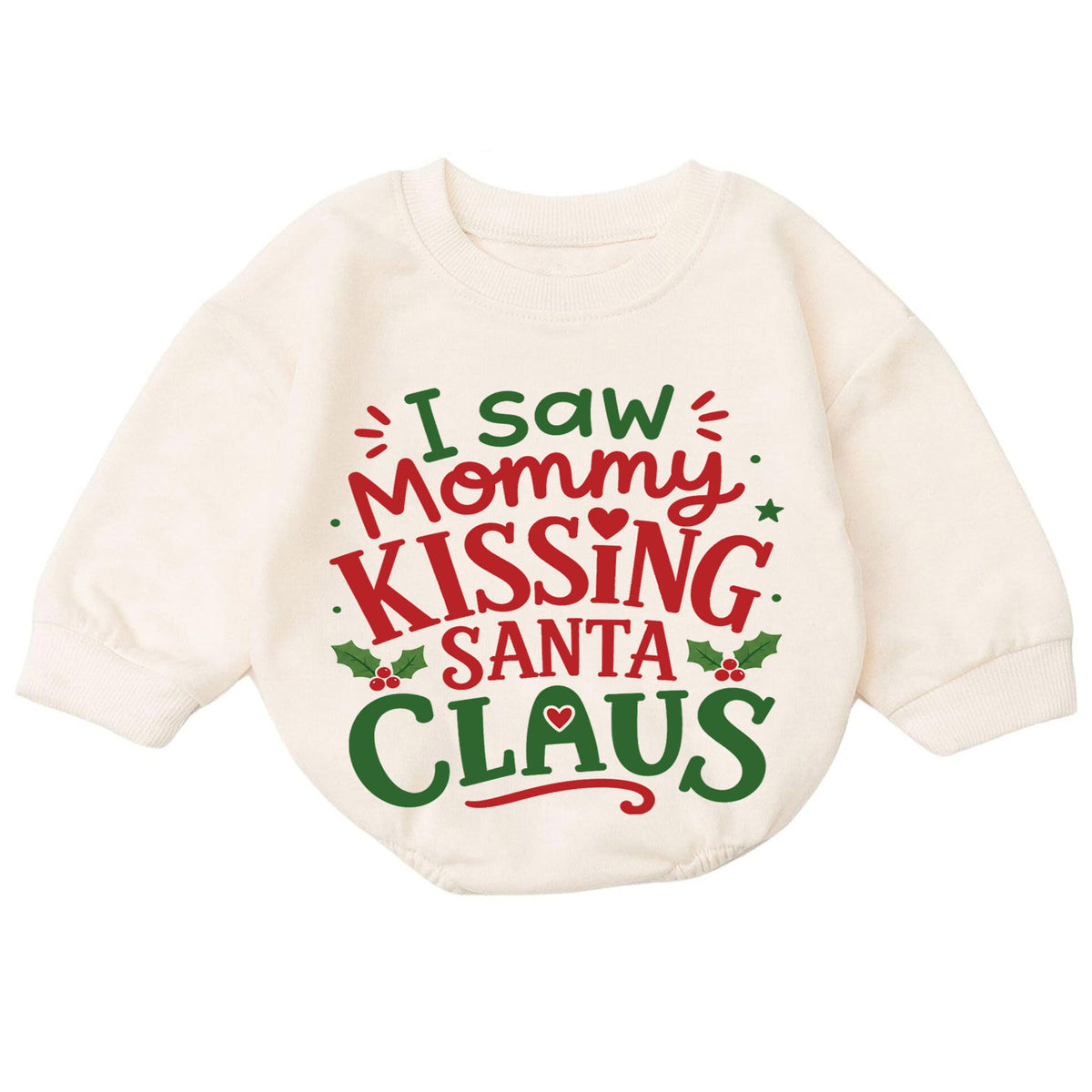 I Saw Mommy Kissing Santa Claus Baby Romper, Funny Christmas Holiday Outfit, Toddler Xmas Clothes, Baby Gift — product view 7