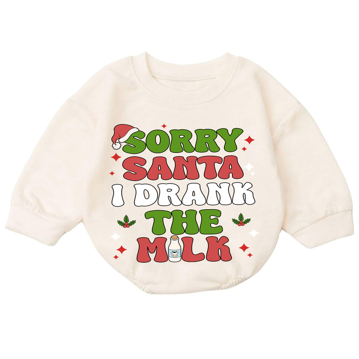 Sorry Santa I Drank the Milk Baby Romper, Funny Christmas Romper, Toddler 1st Birthday Holiday Outfit, Cute Xmas Gift for Boys and Girls — product view 7