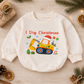 I Dig Christmas Baby Romper, Excavator Christmas Outfit, Construction Toddler Holiday Romper, Digger Xmas Baby Gift — product view 1