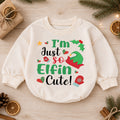 I'm Just So Elfin Cute Baby Romper, Funny Elf Christmas Romper, Toddler 1st Birthday Holiday Outfit, Cute Xmas Gift for Boys and Girls — product view 1