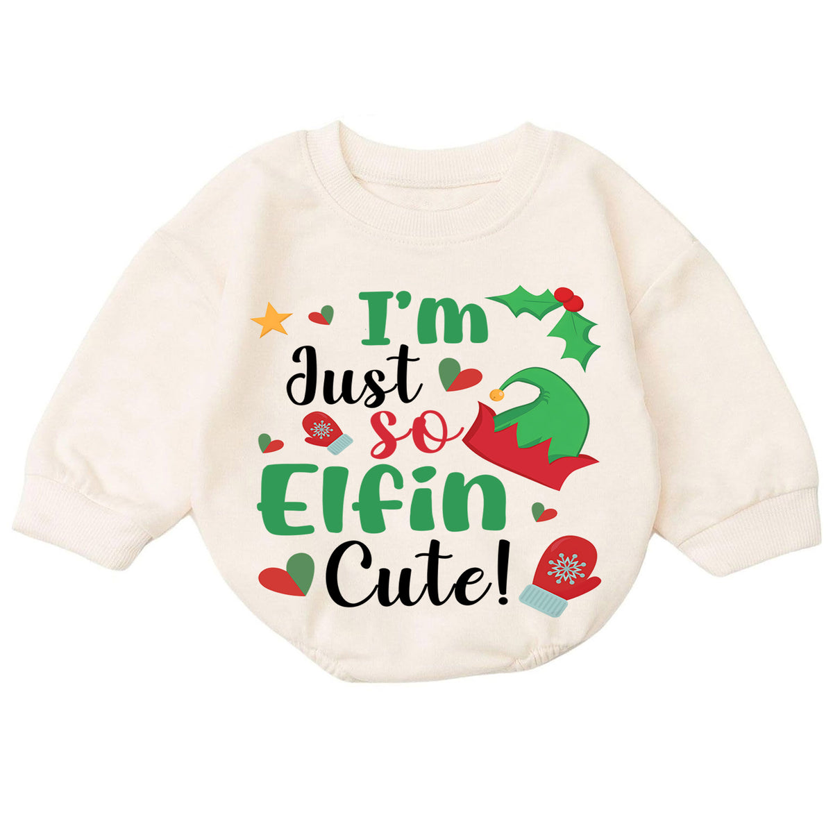 I'm Just So Elfin Cute Baby Romper, Funny Elf Christmas Romper, Toddler 1st Birthday Holiday Outfit, Cute Xmas Gift for Boys and Girls — product view 7