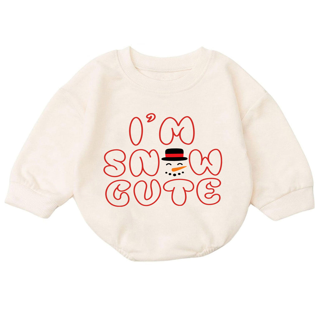 I'm Snow Cute Baby Christmas Romper, Minimal Snowman Holiday Outfit, Toddler Winter Clothes, Cute Xmas Gift — product view 7